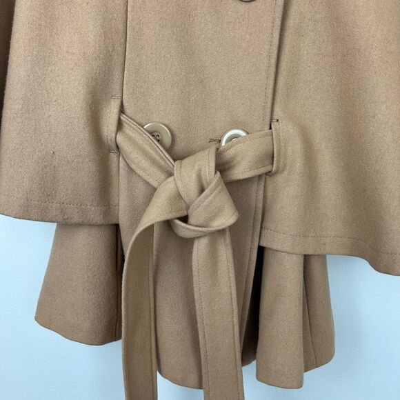 Steve Madden pea coat cape brown camel womens size large quiet luxury short - Picture 3 of 11